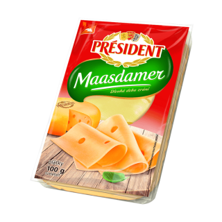 Président Maasdamer sýr 45% plátky 100g